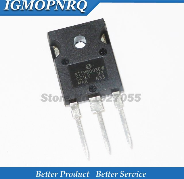 10er Set STTH6003CW STTH6003 Fast Recovery Dioden im TO-247 Gehäuse, Schwarz - Bild 1