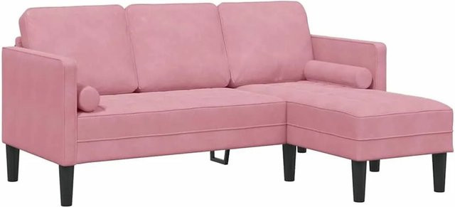 vidaXL Sofa Set in L-Form aus Polyester in Rosa mit Kissen und modernem Design - Bild 1