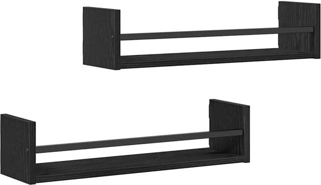 vidaXL Wandregal 2er Set in Schwarz und Eichen-Optik, B/H/T: 60 x 16 x 14 cm - Bild 1