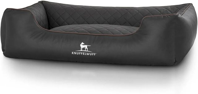 Knuffelwuff Hundebett Madison Orthopädisch aus Kunstleder mit abnehmbarem Bezug Schwarz XL B/T: 105 x 75 cm - Bild 1