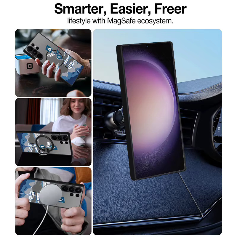 YISHANGOU Magnetische Handyhülle für Samsung Galaxy S23 S24 S25 Ultra Plus FE mit PC Rückseite - Bild 3