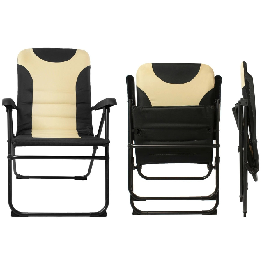 Osoltus Alu Camping Klappsessel Hochlehner MPO Van in Schwarz und Beige - Bild 2