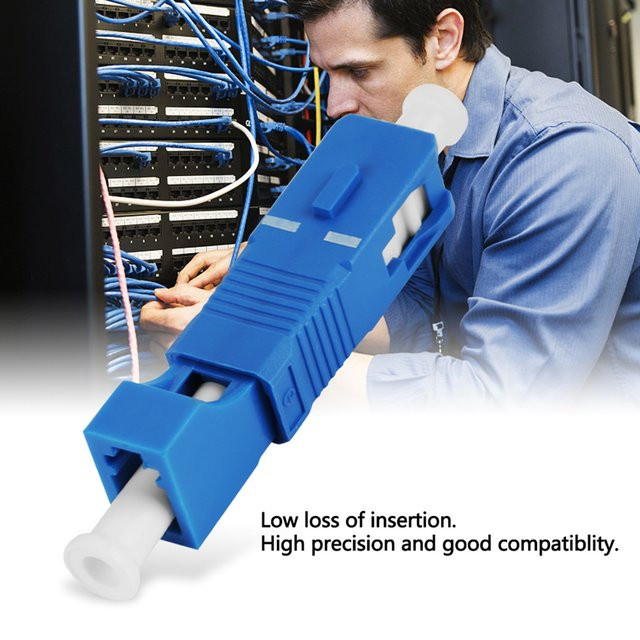 Qiilu Glasfaser Hybrid optischer Adapter Konverter SC männlich zu LC weiblich Single Mode in Blau - Bild 1