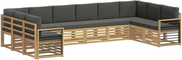 vidaXL Ecksofa Set aus 10 Teilen in Weiß und Anthrazit mit Akazienholz-Gestell und Polsterkissen B/T/H: 363 x 187,5 x 73 cm - Bild 1