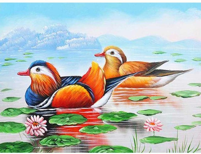 FIYO DIY Diamant Stickerei Mandarin Ente Mosaik Malerei in Multicolour, Breite: 30 cm, Höhe: 20 cm - Bild 1
