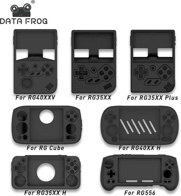 DATA FROG Silikon-Schutzhülle für Anbernic RG556, RG35XX, RG40XX H, RG40XXV und RG Cube in Schwarz - Bild 1
