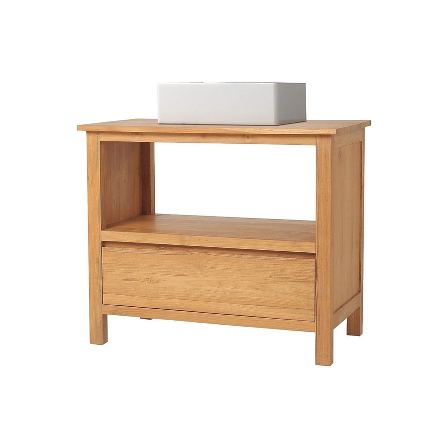 Vente-unique Einzelwaschtisch Ketapang aus Teakholz in Naturfarben Hell, Breite: 90 cm - Bild 2