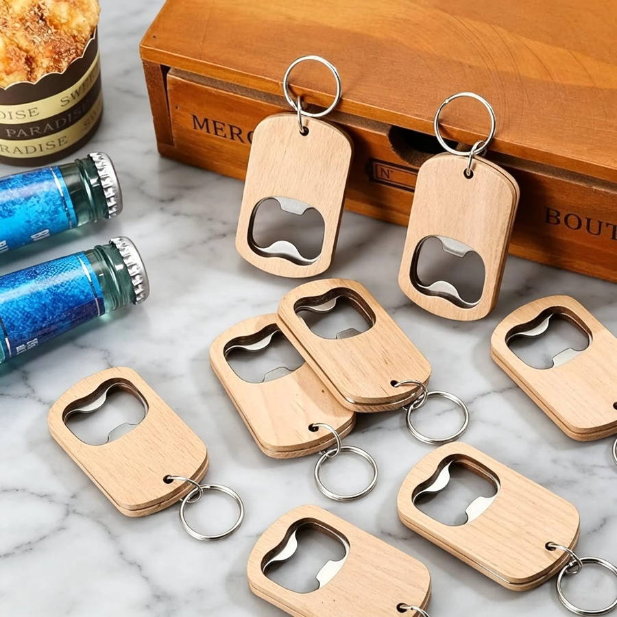 Dofiki Schlüsselanhänger mit Flaschenöffner, Holz, Unisex - Bild 2