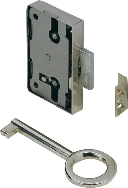 Hettich Nutbart Aufschraubschloss aus Stahl in Silber, B/T/H: 6,0 x 5,3 x 0,87 cm - Bild 1
