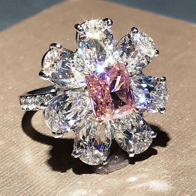 Wucifang Jewelry Fingerring, Edelstahl, Weiß, Kristall, Zirkonia, Damen - Bild 1