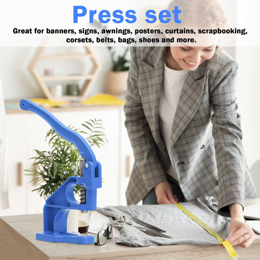 LetCartMaker Handpresstüllen-Ösenmaschine in Blau mit 3 Matrizen und 1500 Ösen in den Größen 6 mm, 10 mm und 12 mm - Bild 3