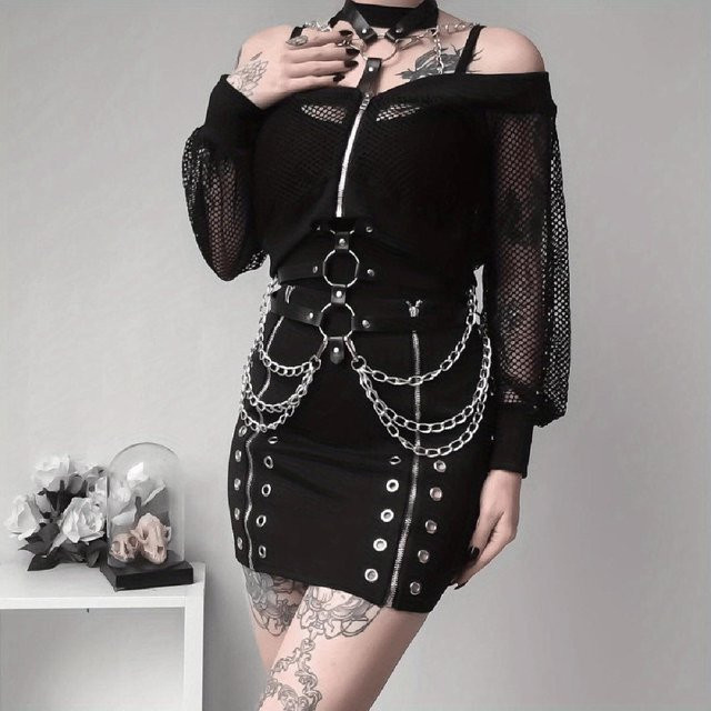 YIRAN Bauchkette, Schwarz, Damen, Gothic - Bild 1