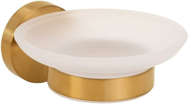 Brillantbad BABLO Seifenablage aus Messing in Gold matt mit Milchglas, B/T/H: 12,9 x 11,0 x 5,5 cm - Bild 1