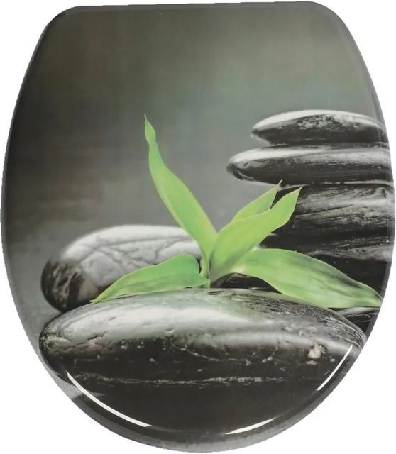Sinobath WC-Sitz aus Duroplast mit Soft-Close Absenk-Automatik in Zen-Stein-Bambus Optik, oval, mehrfarbig - Bild 1