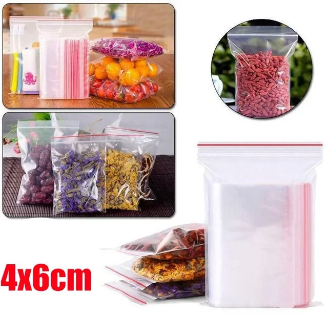 Durchsichtige Zip-Lock-Beutel aus Kunststoff zum Wiederverschließen für die Lebensmittelaufbewahrung, Transparent - Bild 1
