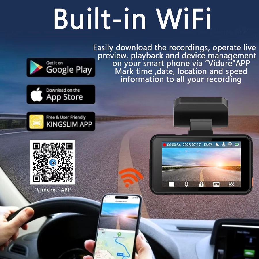 Maxtoss Dual Dashcam mit 4K und 2,5K Auflösung, WIFI und GPS, Rückfahrkamera mit Nachtsicht und 24H Parkmodus, Schwarz - Bild 5