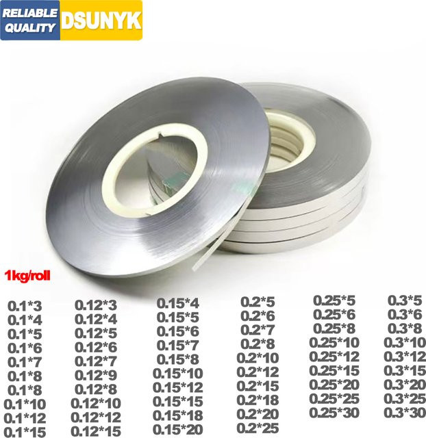DSUNYK Nickelblechplatte aus vernickeltem Edelstahl für 18650 Li-Ionen-Akkus mit Gürtelstreifen-Anschluss, 1 kg, Silber - Bild 1