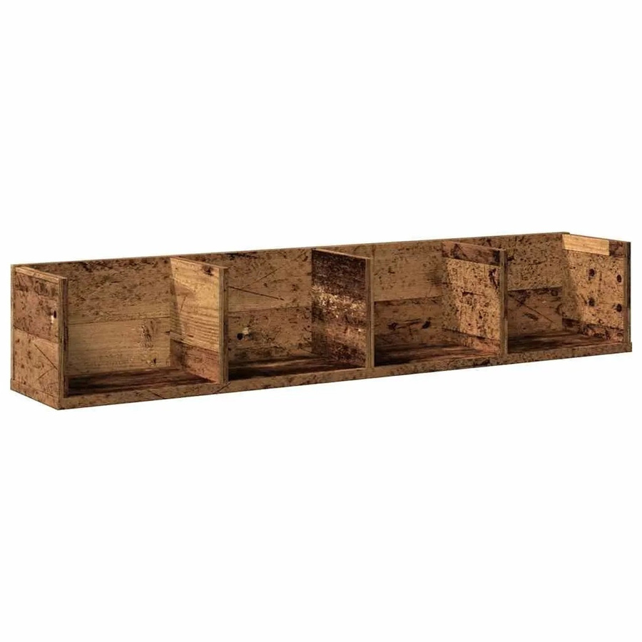 vidaXL CD-Wandregal in Altholz-Optik aus Holzwerkstoff, braun, B/T/H: 100 x 18 x 18 cm - Bild 2