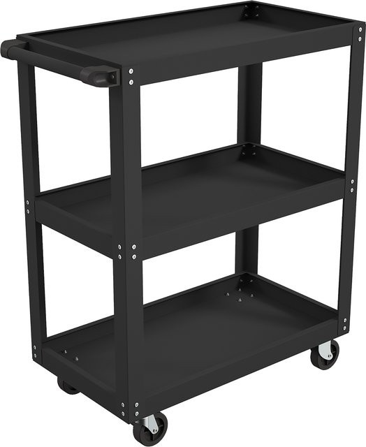 HOMCOM Werkstattwagen aus Metall mit 3 Ebenen und Seitenhalter in Schwarz, B/T/H: 70,5 x 35 x 82,5 cm - Bild 1