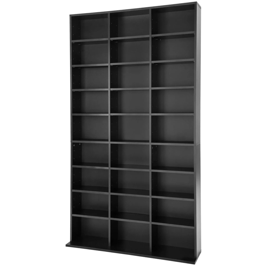 tectake CD DVD Regal Christel in Holzoptik Schwarz mit höhenverstellbaren Zwischenböden, B/T/H: 102 x 23,5 x 180 cm - Bild 3