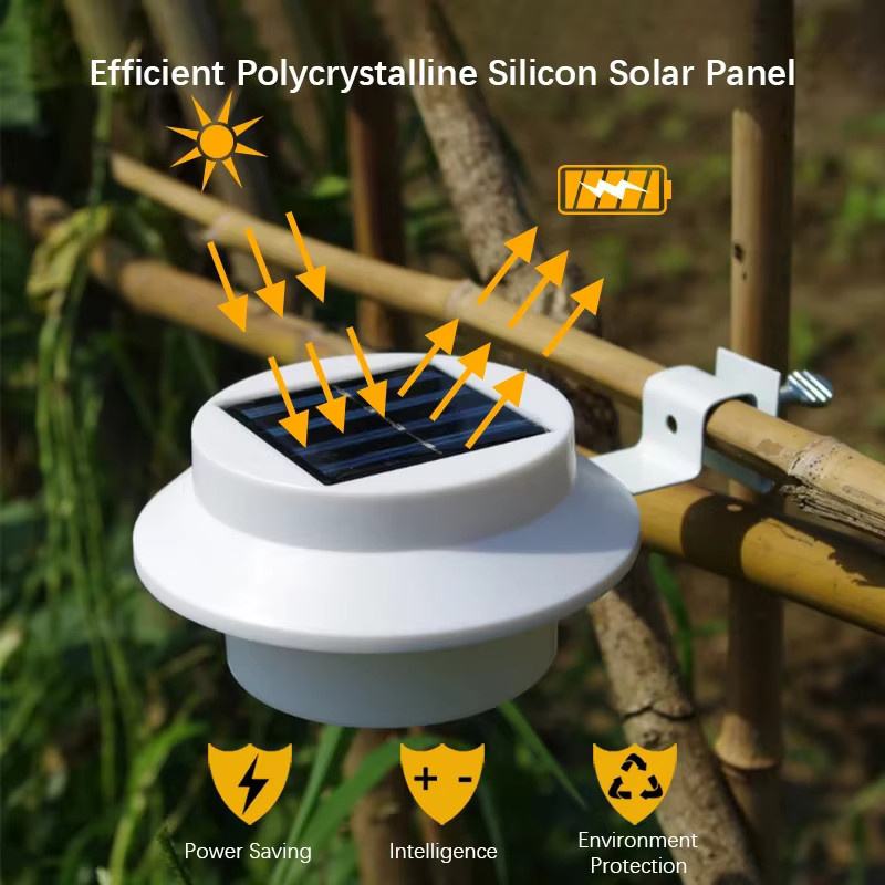 SHENZHITECH Solar-Wandleuchte mit intelligenter Lichtsteuerung und Dämmerungssensor, rundes Design in Weiß für Garten und Außenbereich - Bild 3