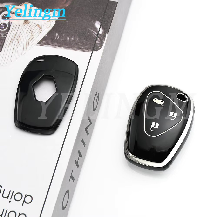 YELINGM Schlüsselhülle aus TPU für Renault Clio, Trafic, Twingo, Kangoo, Master, Modus sowie Dacia Duster, Sandero Fernbedienungsschlüssel, Schwarz - Bild 2