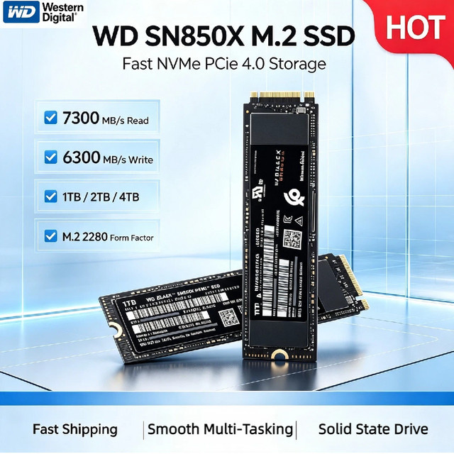 Western Digital WD SN850X NVMe M.2 2280 PCIe 4.0x4 Interne SSD Festplatte 1TB Schwarz - Bild 1