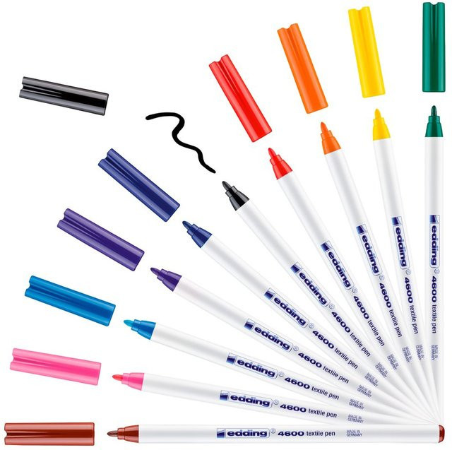 edding 4600 Textil Pen Set mit feiner Spitze, 10 Stück, Multicolor - Bild 1