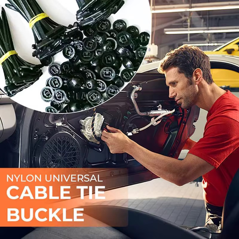 Robuste Nylon-Kabelbinder-Schnallen mit Stiftknopf-Design in Schwarz für die Autoreparatur - Bild 3