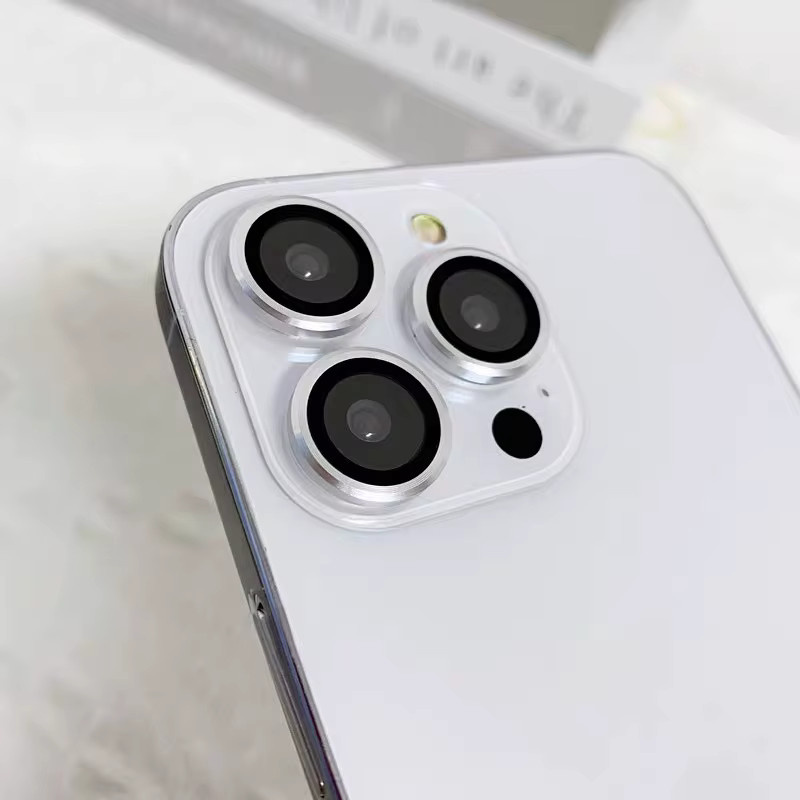 Farin Ring Kamera Objektivschutzglas Set für Apple iPhone 11 12 13 14 15 Pro Max Mini Plus in Silber - Bild 4