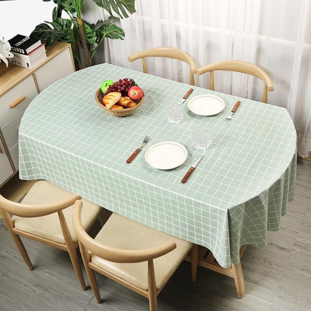 Ovale Tischdecke von STOLZE ROSE in Grün mit floralem Design, wasserabweisend und aus PVC, B/T: 140 x 190 cm - Bild 1