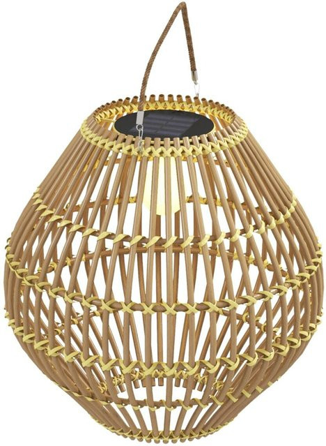 Outsunny Solarleuchte aus Polyrattan und Edelstahl in Gelb mit LED und Dämmerungssensor, B/H/L: 31 x 31 x 32 cm - Bild 1