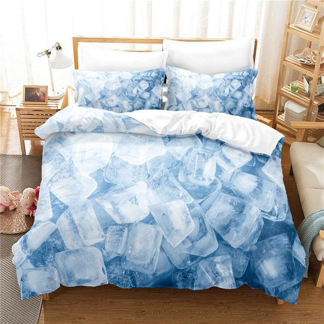 Lce Blue Bettwäscheset mit 3D-Digitaldruck in Blau, Microfaser-Bettwäsche Single, B/H: 135 x 200 cm - Bild 1