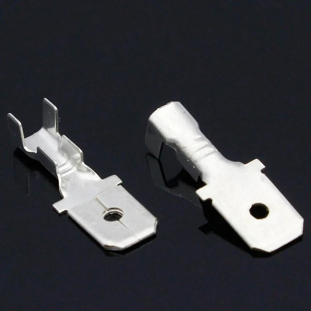 ELECAPITAL 200er Set Messing Crimp Terminals mit Verzinnung, Spatenstecker Männlich und Weiblich, 6,3mm, Silber - Bild 1