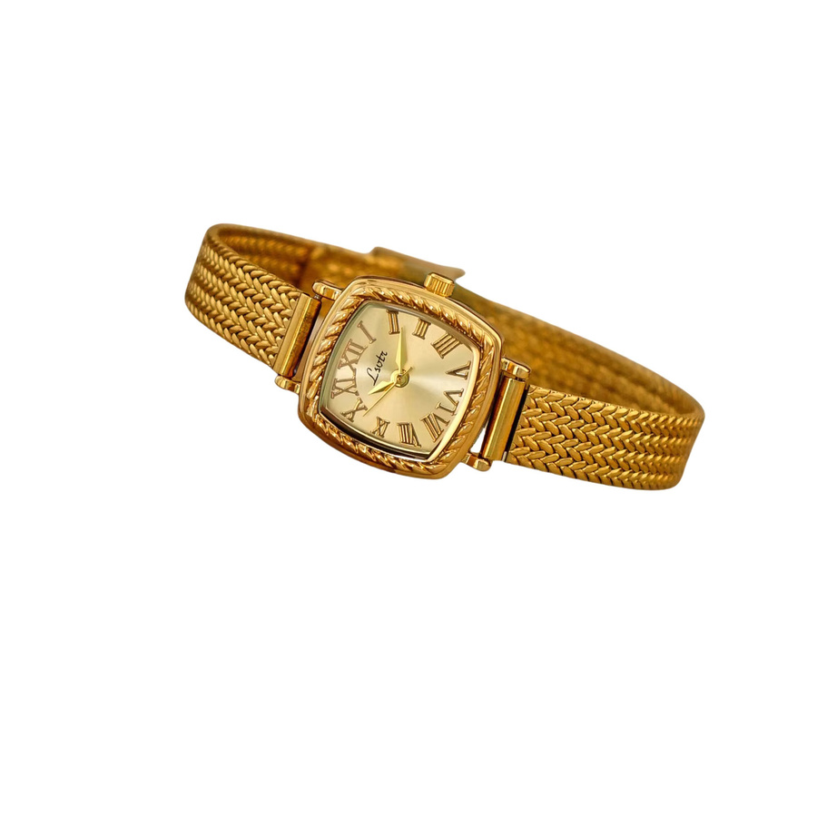 LSVTR Armbanduhr Damen, Quarz, Gold, Rechteckig, Milanaise, Vintage - Bild 3