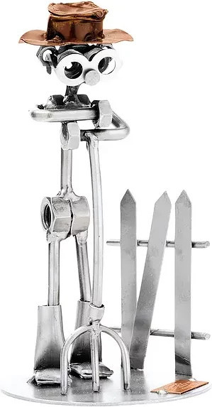 Hinz & Kunst Schraubenmännchen Gartenarbeiter Landschaftsgärtner aus Aluminium in Silber - Bild 1