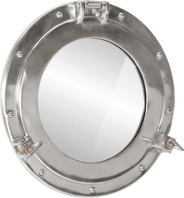 vidaXL Bullaugen-Spiegel für die Wandmontage in Silber aus Aluminium und Glas mit Durchmesser: 38 cm - Bild 1