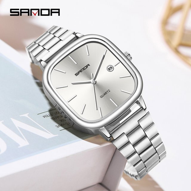 SANDA Armbanduhr, Quarz, Edelstahl, eckig, Herren - Bild 1
