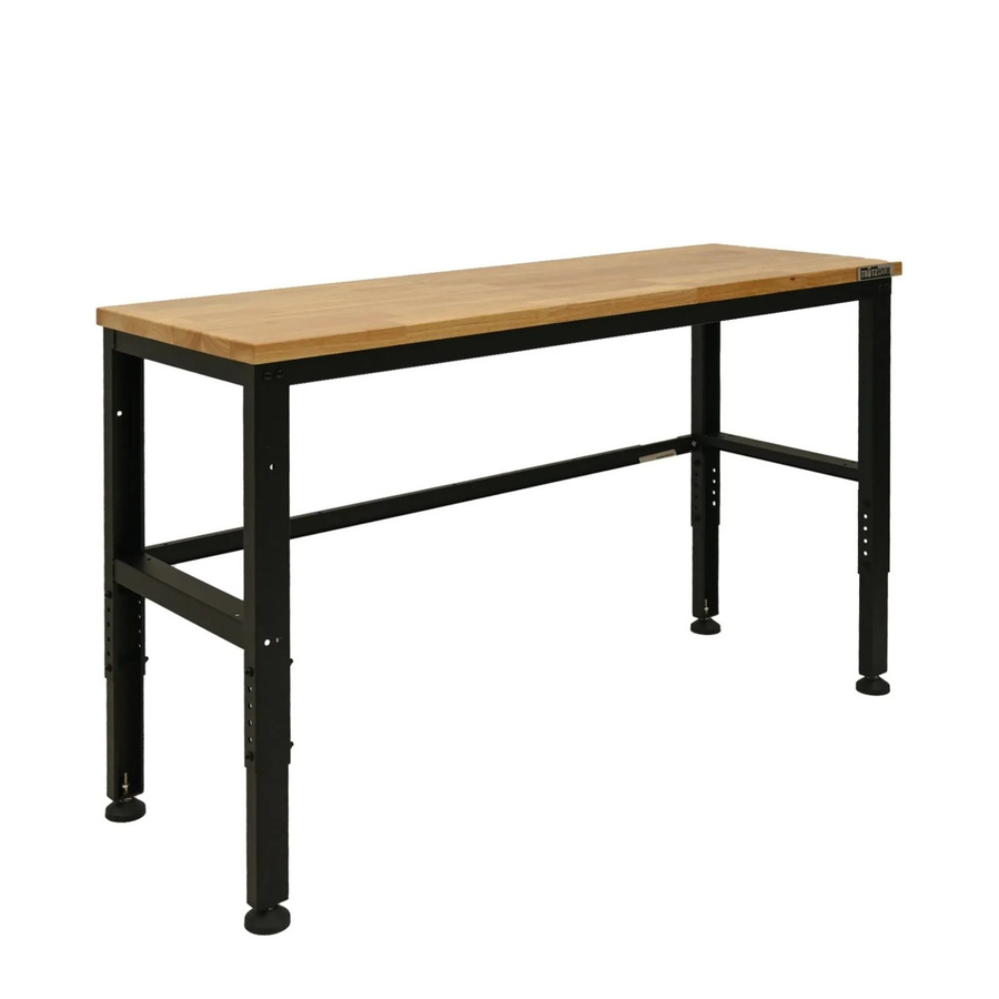 TRUTZHOLM Werkbank mit höhenverstellbarem Stahlgestell und Hartholzplatte, B/T/H: 135 x 46 x 88 bis 97 cm - Bild 2