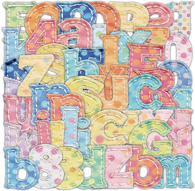 62 Stück Stoff-Buchstaben-Aufkleber in Multicolour von AnimeWorlds Store für DIY-Bastelprojekte - Bild 1
