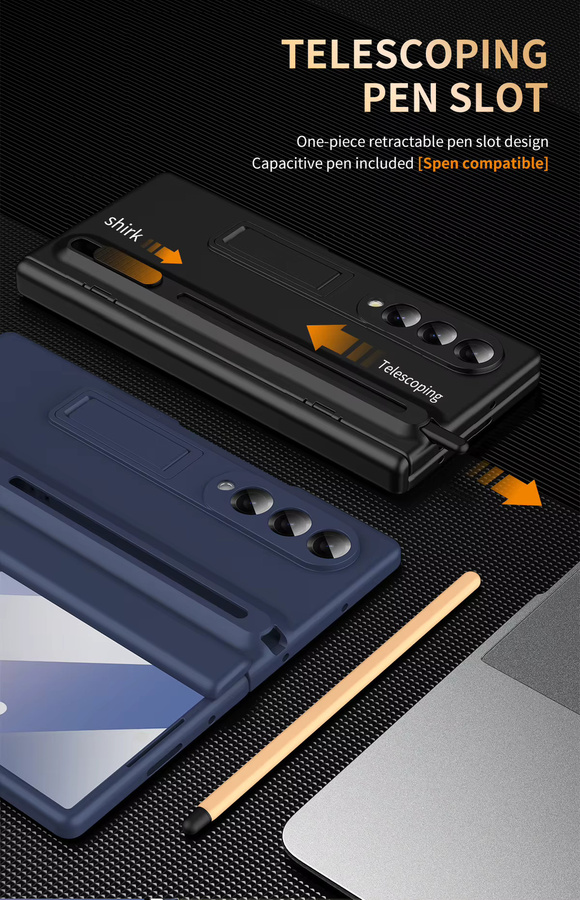 Samsung 360° Vollschutz-Scharnierhülle für Galaxy Z Fold mit Touchpen und gehärteter Glasfolie in Blau - Bild 4