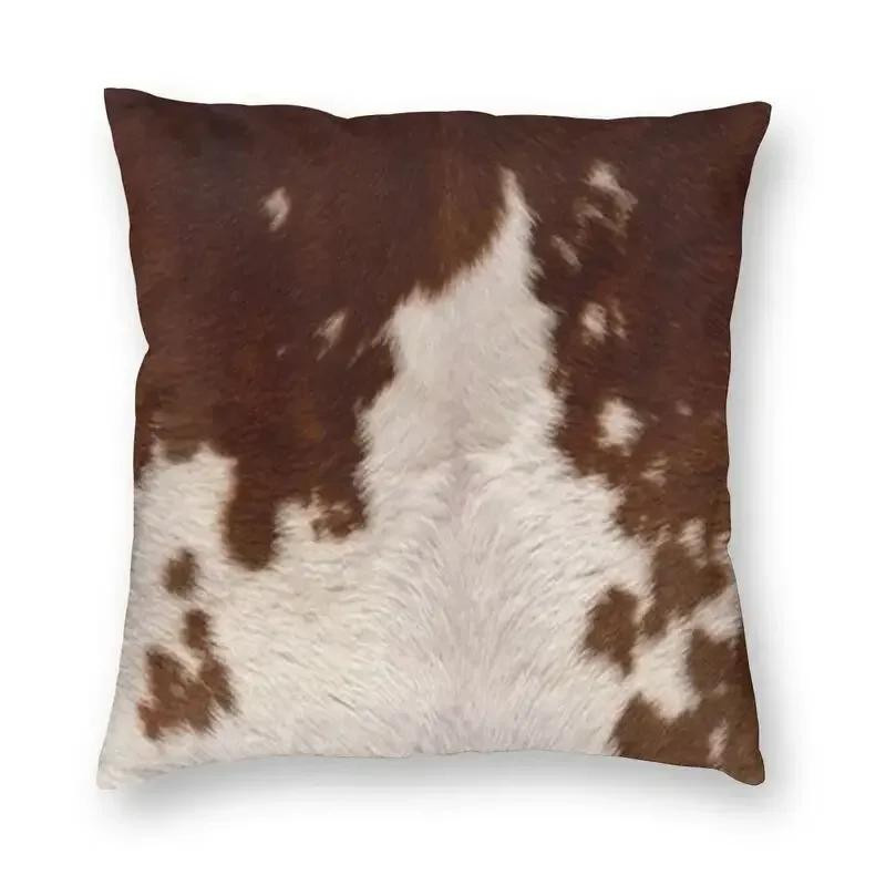 Dekokissen mit Kunstpelz und Rindsleder-Textur in Braun, B/B/H: 66 x 66 x 66 cm - Bild 2