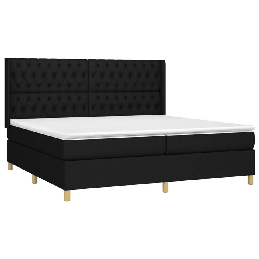 vidaXL Boxspringbett mit Matratze und LED-Beleuchtung in Schwarz, B/T/H: 200 x 200 x 118 cm - Bild 2