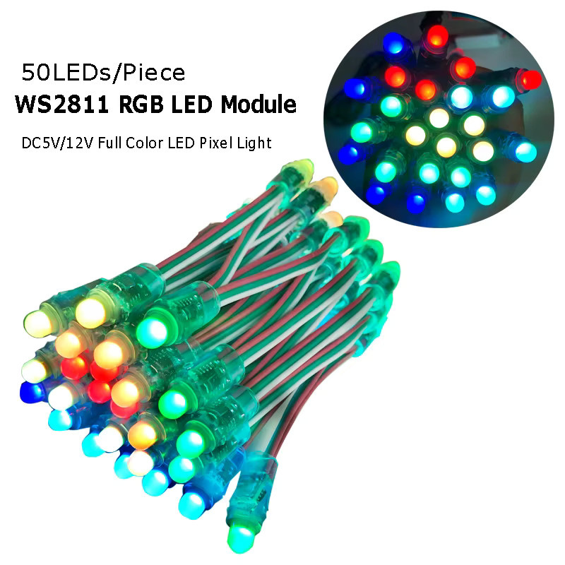 50 Stück WS2811 IC RGB Pixel LED-Module von WRMIHU, wasserdicht nach IP67, mehrfarbig, DC5V - Bild 2