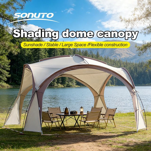 Sonuto Extra Großes Kuppelzelt Pop-up Camping Pavillon mit Moskitonetz in Schwarz oder Beige - Bild 1