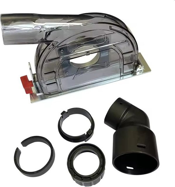 Vibratite Staubschutzhaube für 4 und 5 Zoll Winkelschleifer mit einstellbarer Tiefe und Vakuumanschluss, transparent - Bild 1