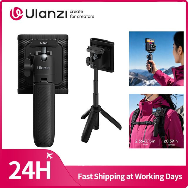 Ulanzi MT66 Mini Schnellverschluss-Stativ und Selfie-Stick in Schwarz für DJI Action 6/Nano und Insta360 GO - Bild 1