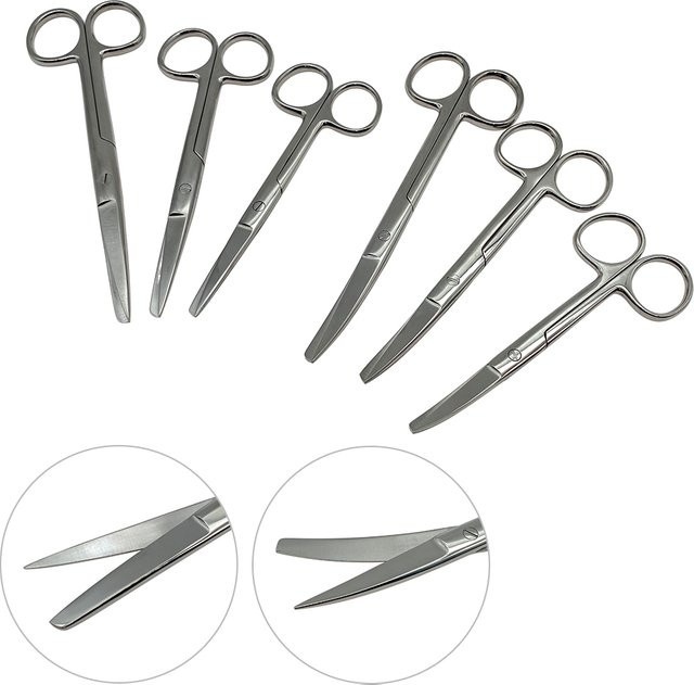 QSWTITAN Chirurgische Schere, Edelstahl, gerade/gebogen, 12,5–16 cm - Bild 1