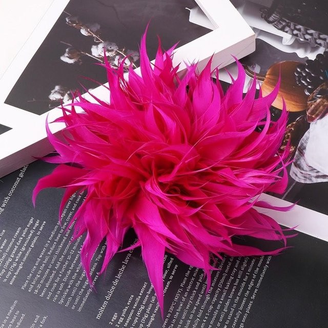 Federbrosche Federblume, rose rot, Damen, 18-20cm - Bild 1