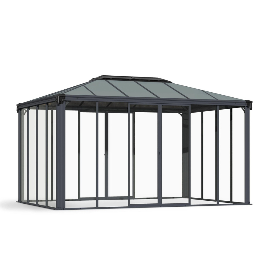 Palram Ledro Geschlossener Pavillon Anthrazit Grau aus Aluminium mit Acryl und Regenrinne - Bild 2